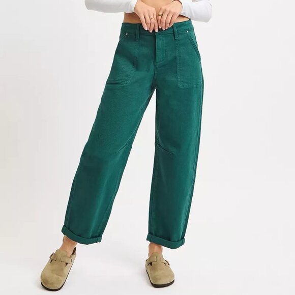 RISEN High Rise Ankle Cuffed Barrel Pants - Picture 1 of 6